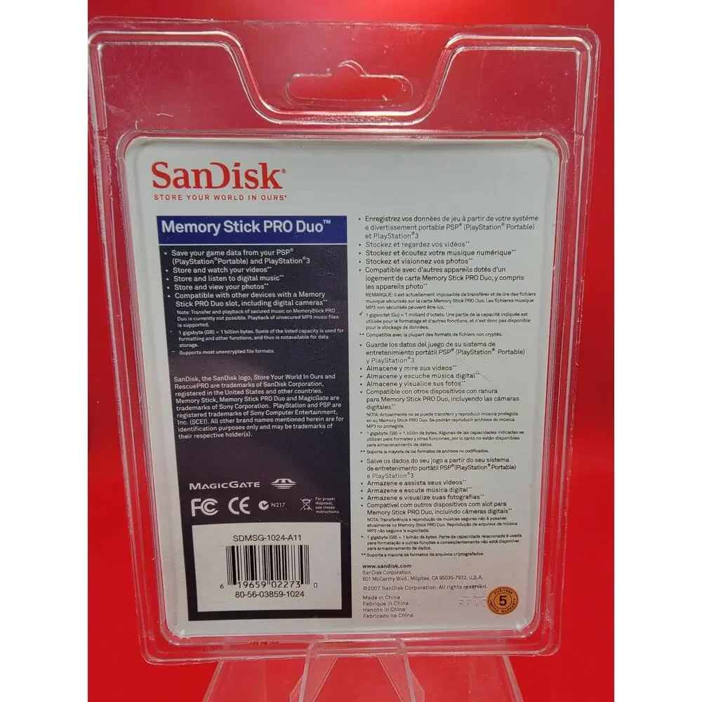 SanDisk 1 GB Memory Stick Pro Duo - SDMSG-1024-E17) Brand New In Box Yellow